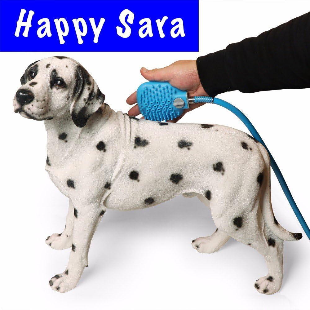 HAPPYSARA, 8f All in 1 Pet Bathing Tool, pet Shower Sprayer for Dog CAT and Horses. Shower Head with Rubber Brush for pet/Dog Hair Shedding. with Two attachments. for Dog Grooming and Massage.
