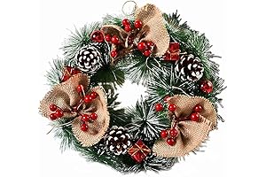 Christmas Country Wreath Berry Wreathes Artificial Pine Xmas Cone Front Door Garland...