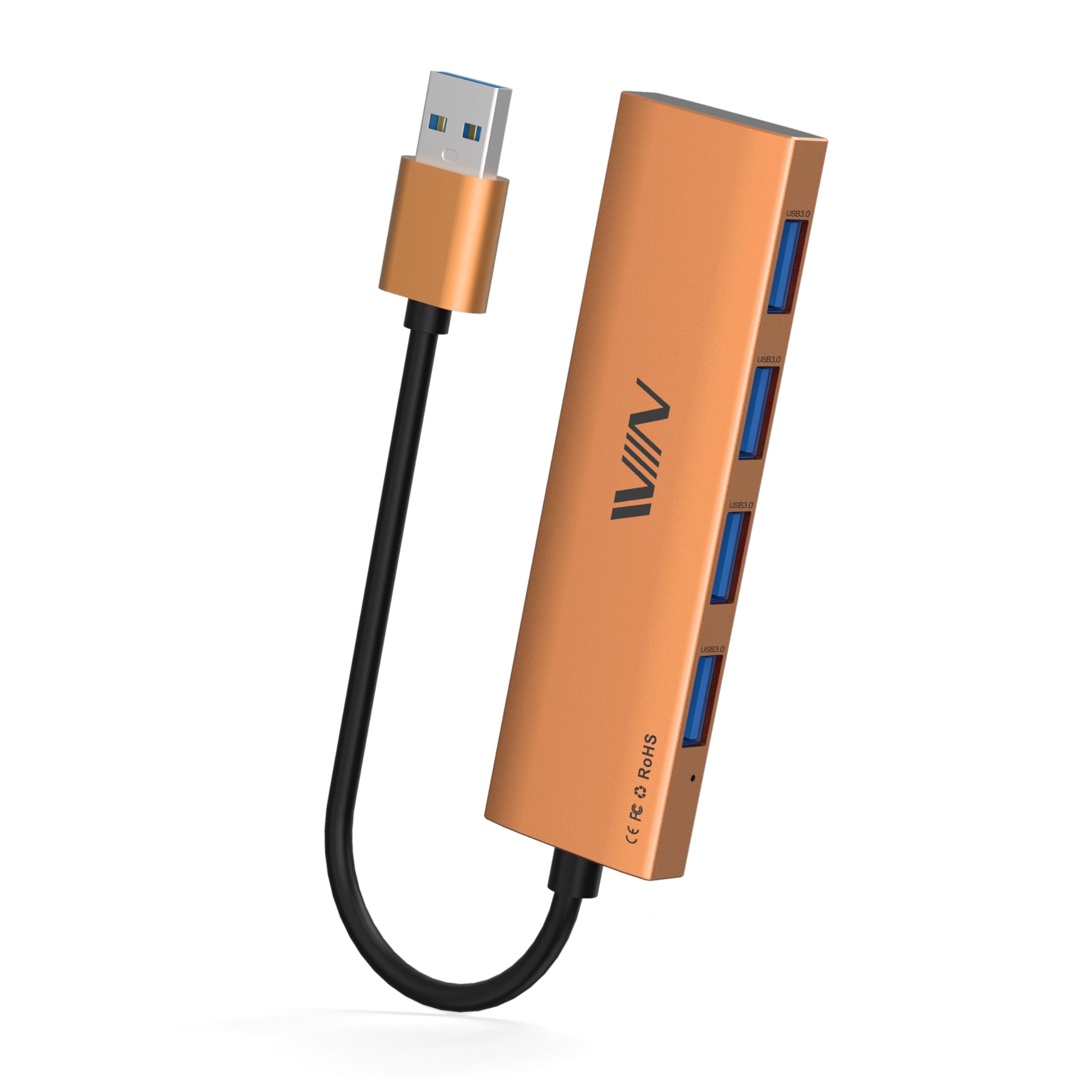 USB 3.0 Hub, 4 Port USB Hub Splitter, USB A Expander Portable USB Adapter Multiport Data Hub for Laptop, iMac Pro, MacBook Air, Mac Mini/Pro, Surface Pro, USB Flash Drives, and Mobile HDD-Orange-image-23