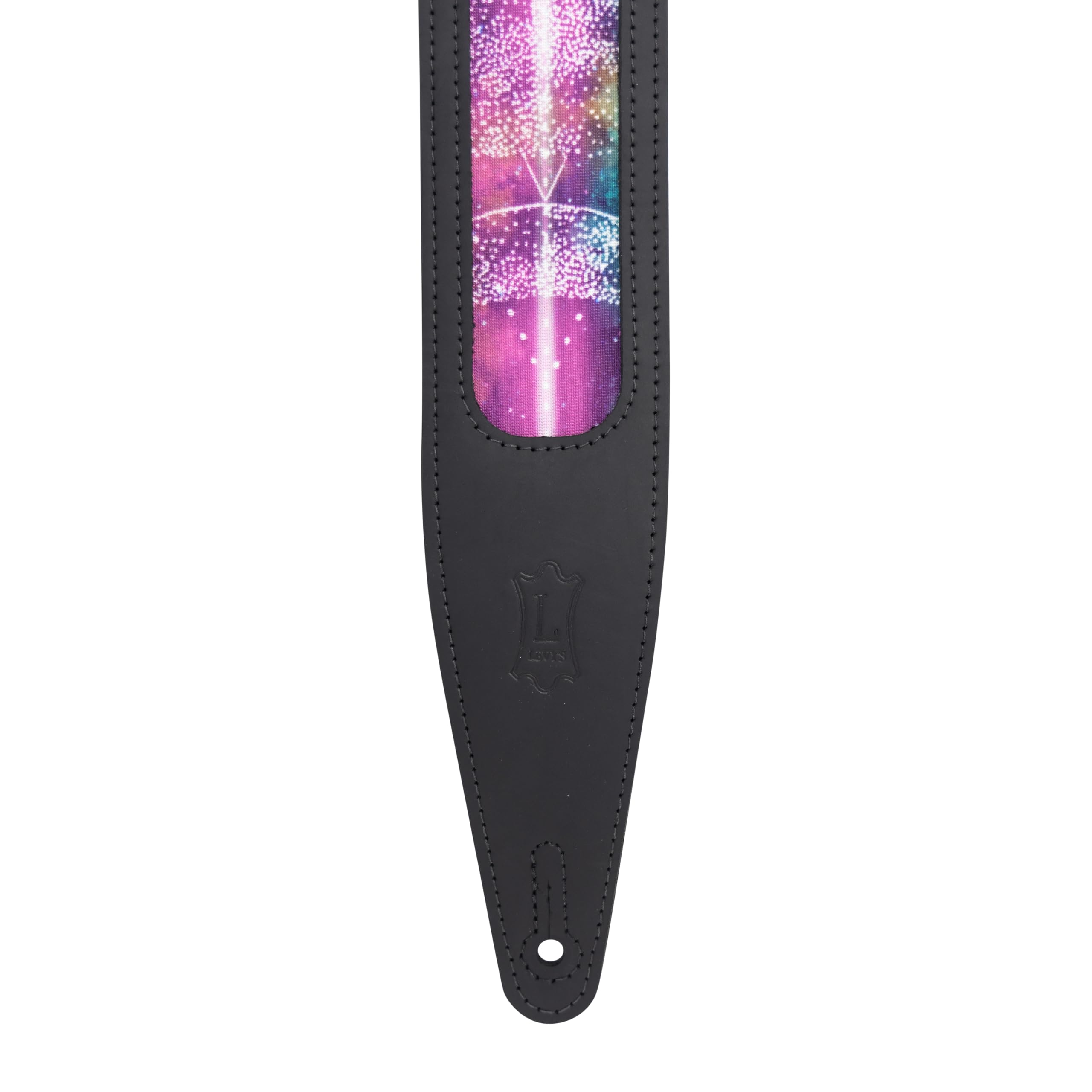 Levy's, MG317Z-BLK Tracolla in Pelle con Stampa Cosmic Window Cut Out Black 2.5", Interno in Pelle Scamosciata, Larghezza 2 1/2", Regolabile fino a 55", Colore Black