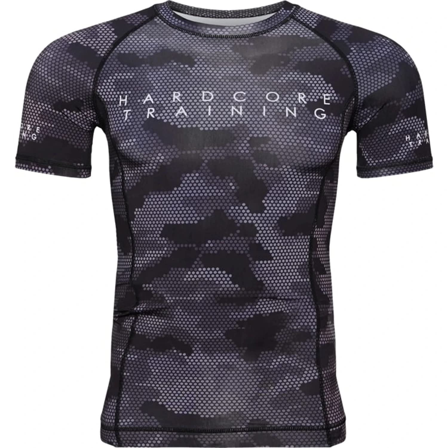 Hardcore Training Hexagon Camo Rash Guard Short Sleeve Men's Kompressionshemd Herren Kurzarm Grappling Jiu Jitsu MMA Fitness Boxen No Gi