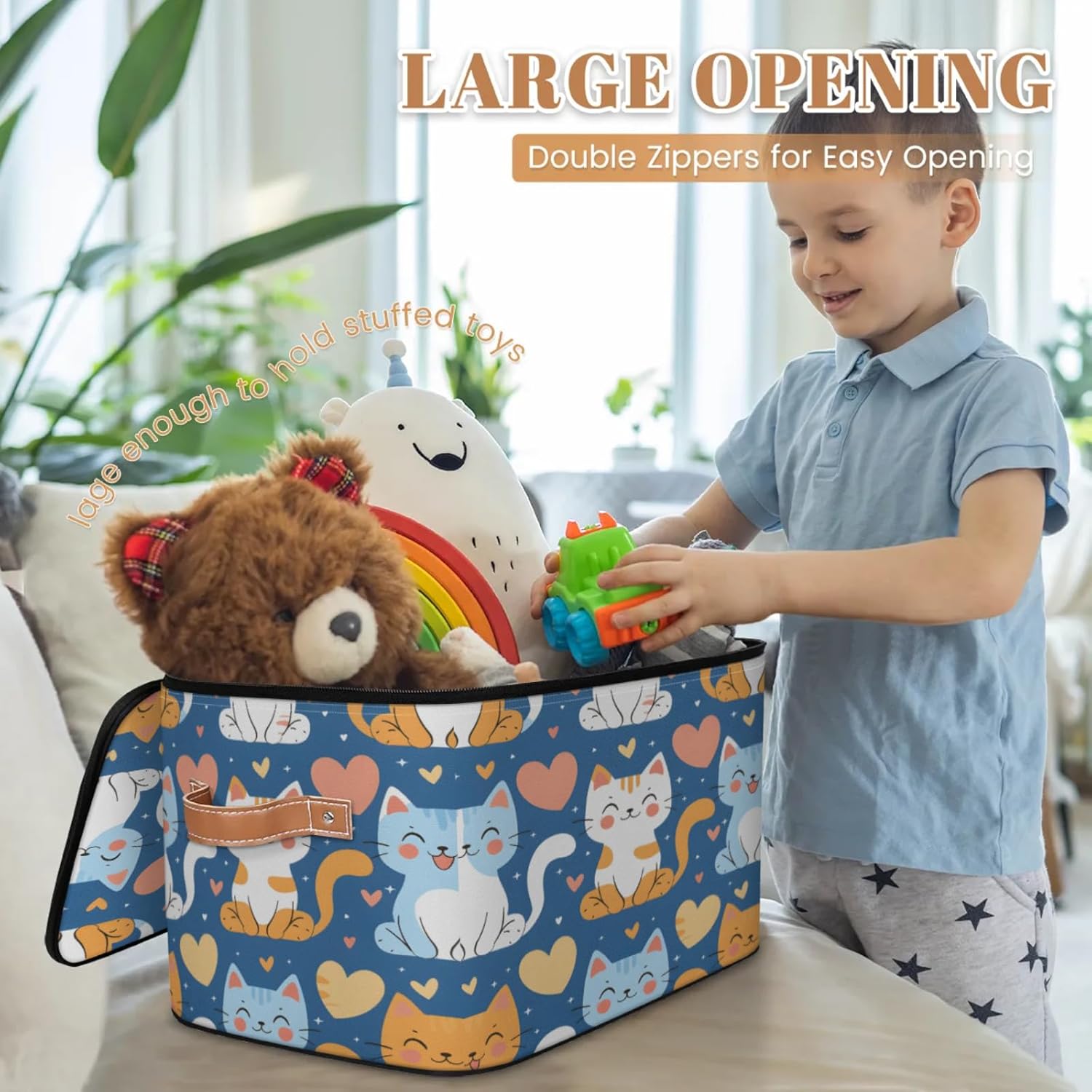 2-Pack Storage bins with lids - 26 quart organizer bins - Collapsible fabric storage bins with sturdy handles and double zipper tops - Versatile for home, toys, dorm rooms