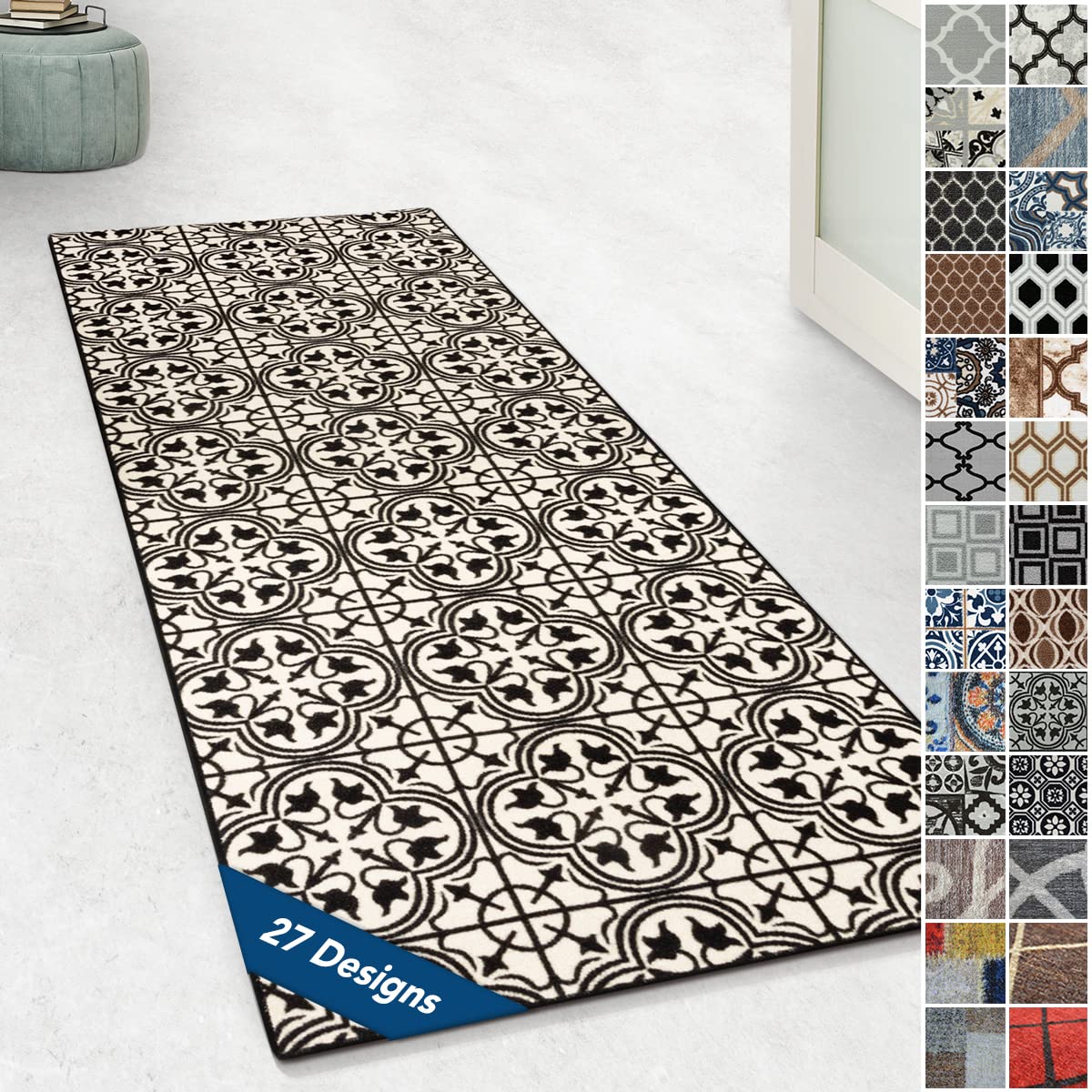 Design Carpet Runner Rug Floor Mat, Non Slip Runner Mat for Kitchen Hallway Living Room Bedroom Vintage Ornament Classic Modern Design (80 x 800 cm, Galway) — image 1