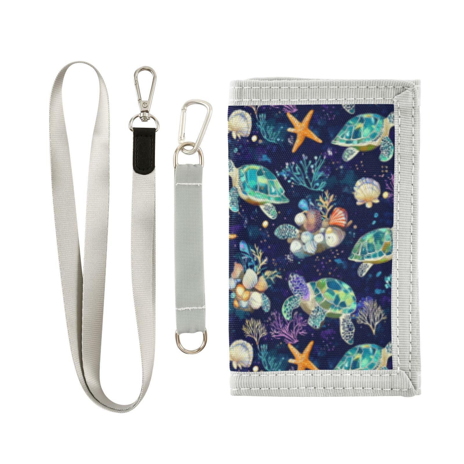 Wusikd Turtle Kids Wallet for Boys Girls Starfish Toddler Trifold Wallet Novelty Wallet for Teens Women Men