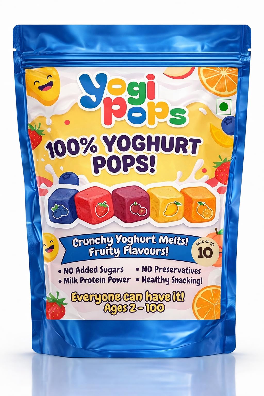 YogiPops – 100% Yoghurt Crunchy Cubes | No Added Sugar | High Milk