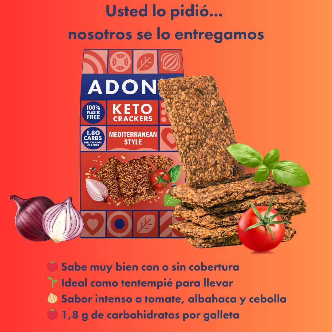 Adonis Cracker Proteici Keto al Pepe Nero & Sale Marino (Confezione da 10 x 60g) | Vegano & Keto Friendly | 100% Naturale | Senza Glutine