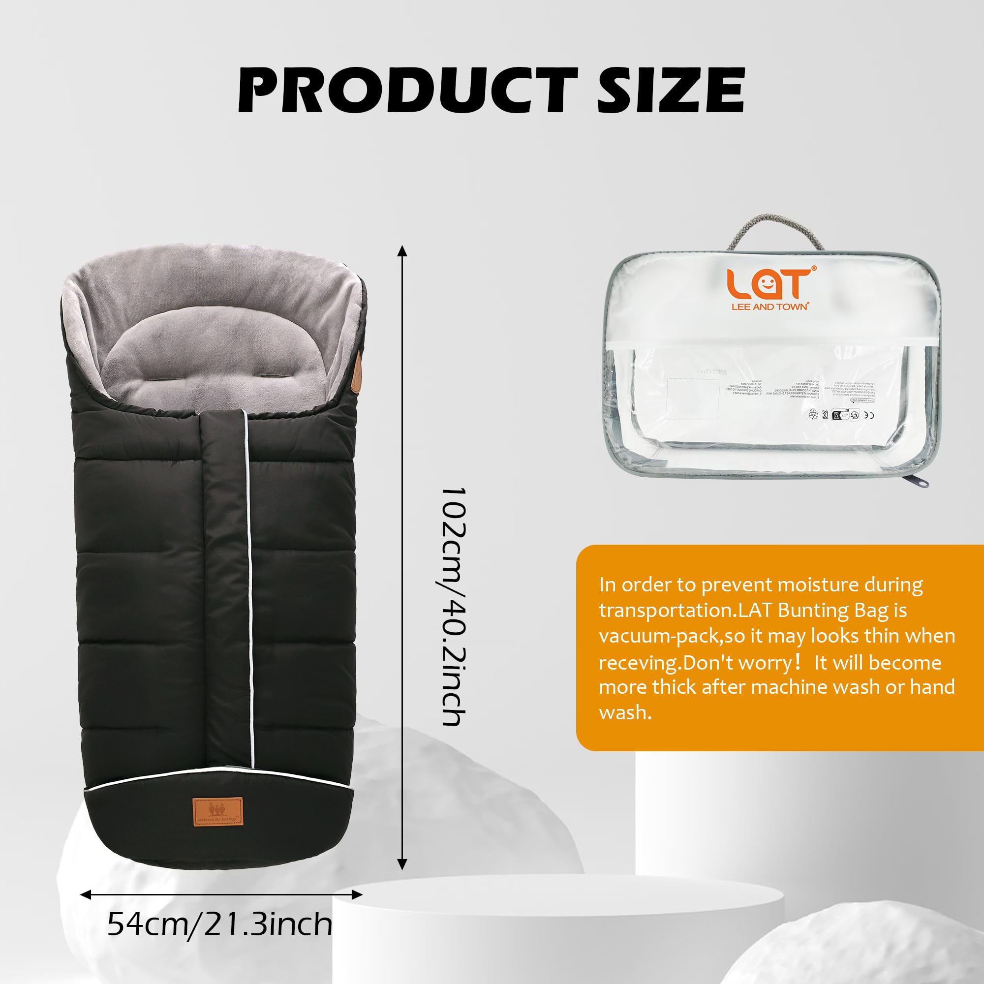 LAT Baby Pushchair Footmuff (A, Black), red black - Image 2