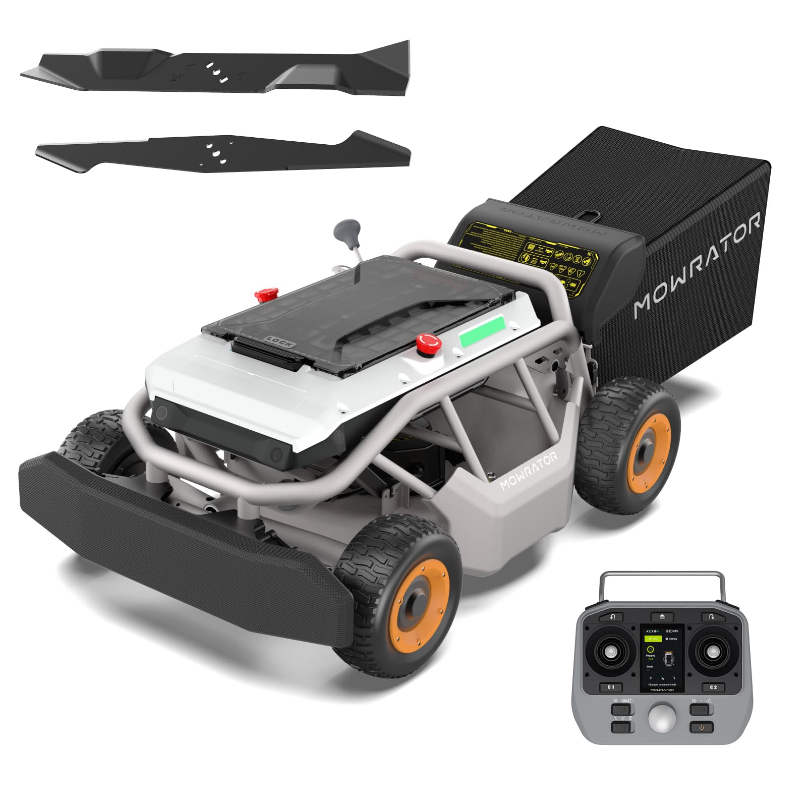 Mowrator S1 4WD 18Ah Remote Control Lawn Mower, 21-Inch, 37° Slope