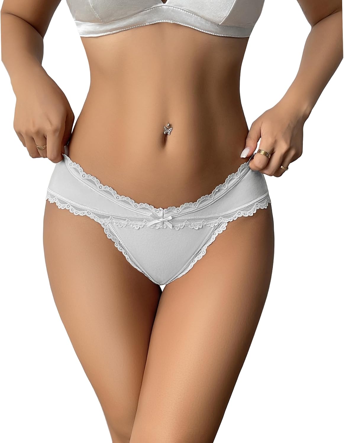 Avidlove Womens Underwear Cotton Panties Cheeky Bikini Underpanties Lace Stretch Hipster Briefs