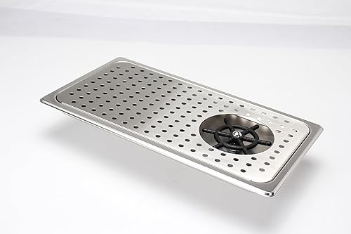 Miniatura 9 de DIBTSA Enjuague de vidrio, fregadero de acero inoxidable para taza de café expreso con aerosol, bandeja de drenaje y goteo, tamaño medio plateado,