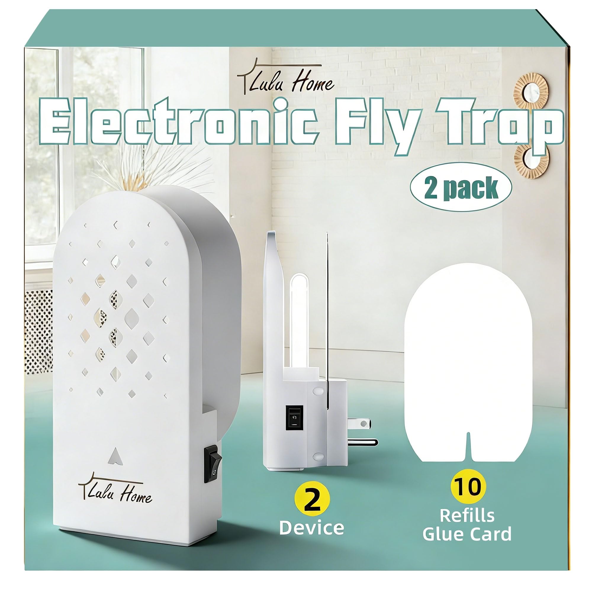 Piège à insectes volants Lulu Home lot de 2 avec 10 recharges adhésives 365nm
