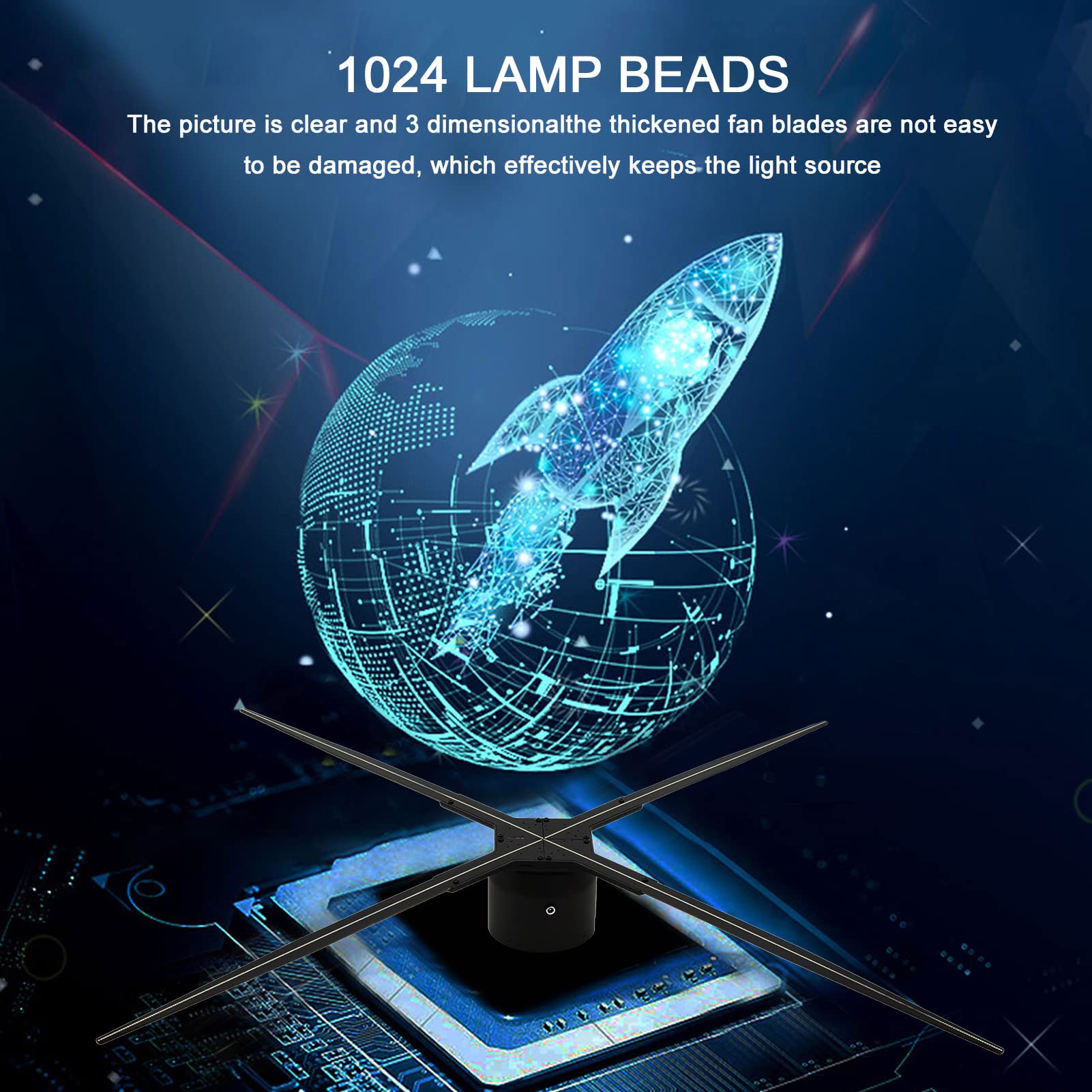 3D Hologramm Ventilator, 100cm 3D Holografische Werbung Maschine, Naked Eye Holographic Projection Fan für Party (US-Stecker)
