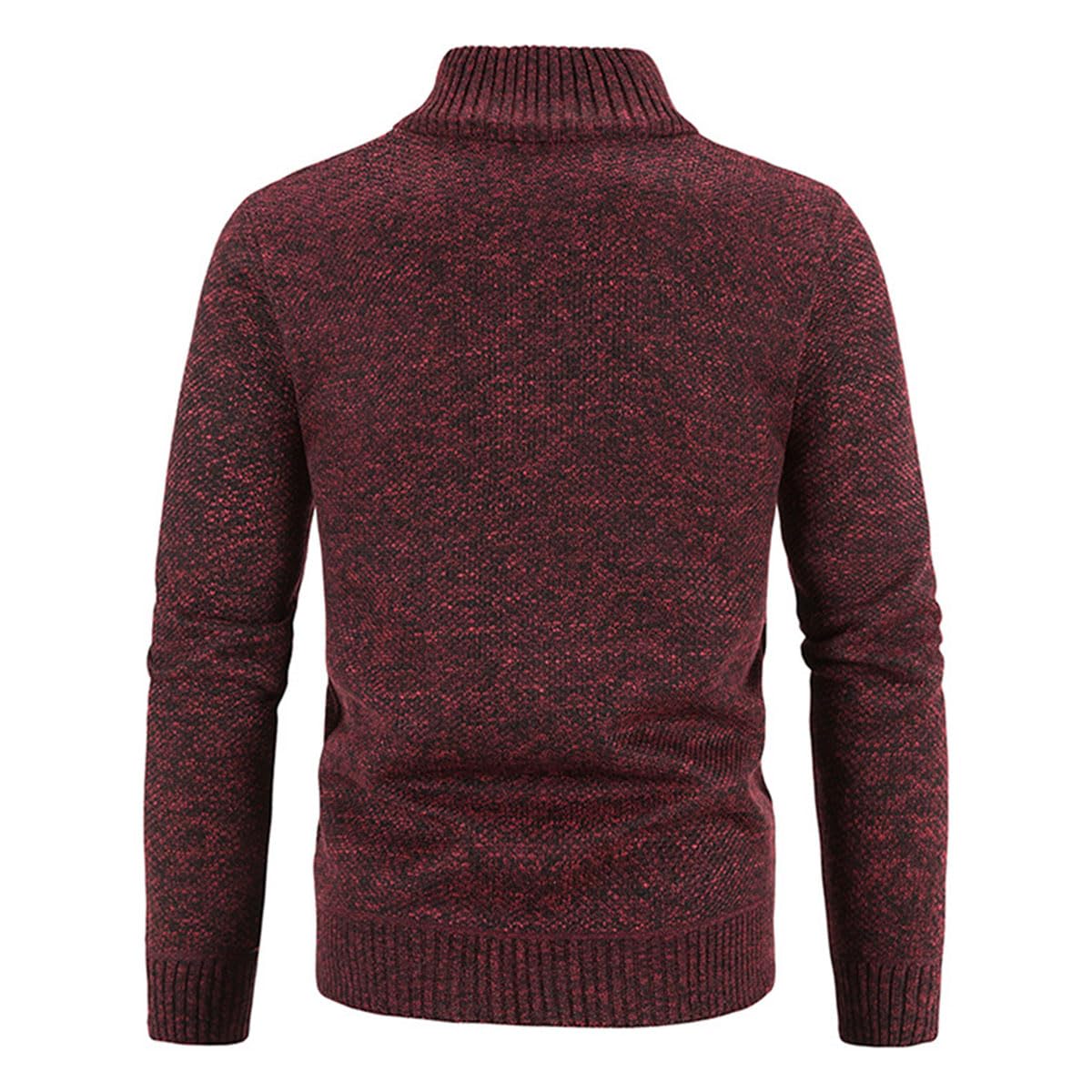 Cárdigan de Hombre con Cremallera, cárdigan cálido Informal con Cuello Alto, suéter Grueso, cárdigan de Abrigo de Invierno con Cremallera, Chaqueta de Invierno de Estilo Urbano (M,Rotwein)