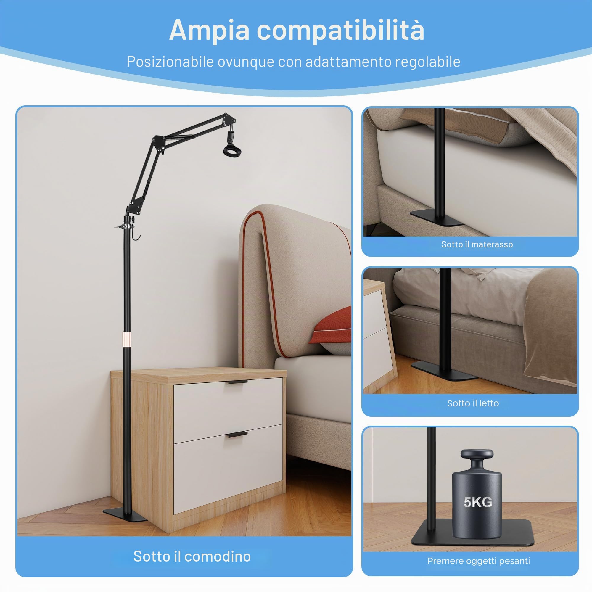 CPAP Supporto Tubo Sospensione per Letto con Altezza e Angolo Regolabili, Supporto Tubo CPAP Impedire Perdita di Fuoriuscita di aria, Robusto, Portabile