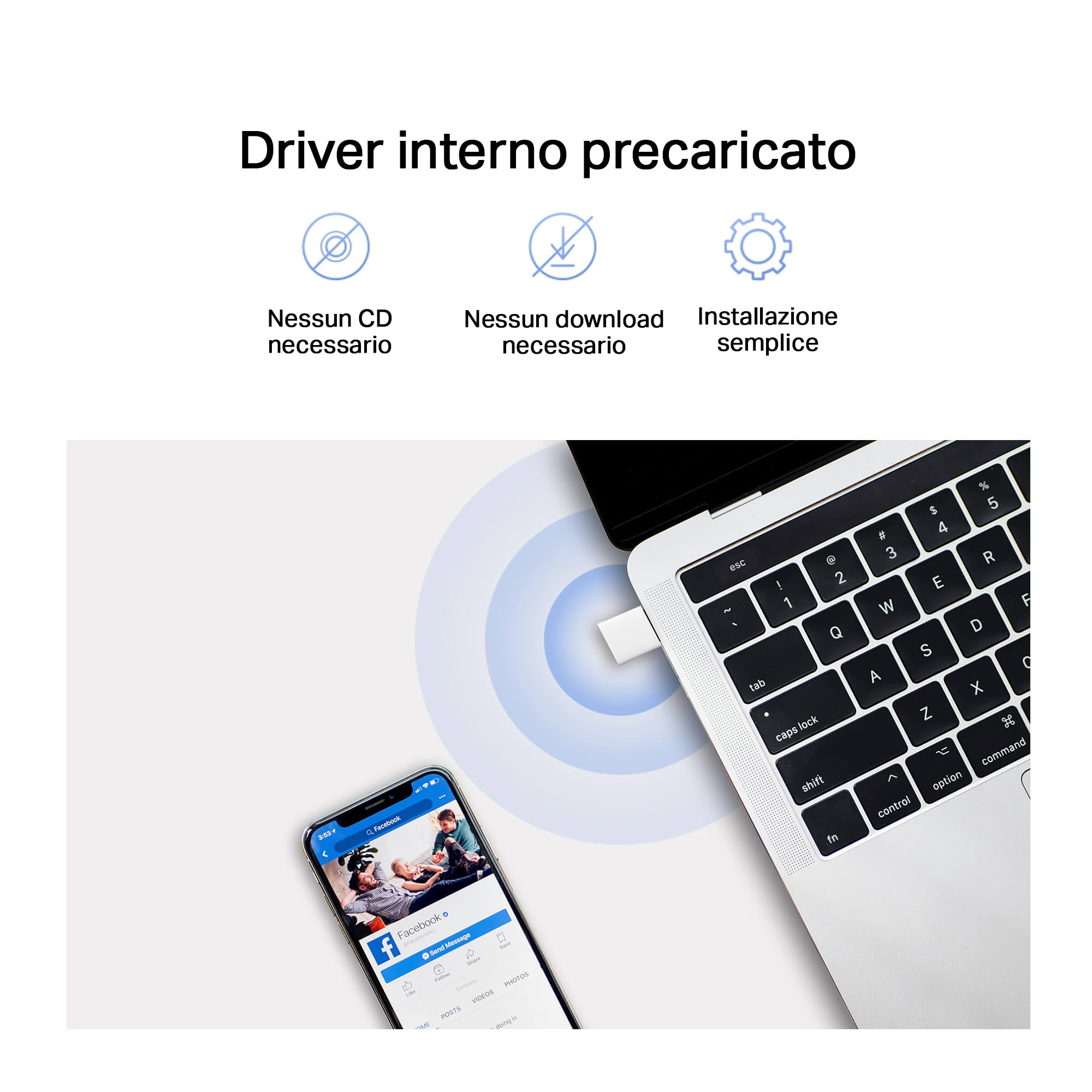 Mercusys TP-Link MA60XNB AX900 WiFi 6 USB, Bluetooth 5.3, Chiavetta WiFi per PC Fisso, Dual Band 5GHz 600Mbps + 2.4 GHz 287 Mbps, Supporta Windows 11/10, Design Nano, MU-MIMO, OFDMA, WPA3
