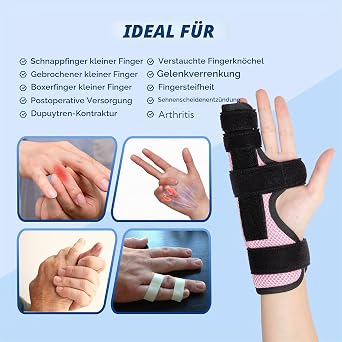Finger Splint Small Finger Splint Small Finger Right and Left Metal Splint Finger Capsule Tear Finger Bandage for Tendonitis Sprains Arthritis Pink S