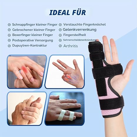 Finger Splint Small Finger Splint Small Finger Right and Left Metal Splint Finger Capsule Tear Finger Bandage for Tendonitis Sprains Arthritis Pink S