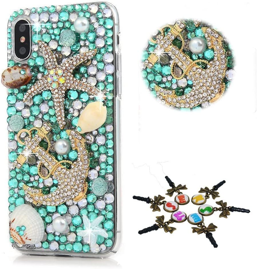 STENES Sparkle Case Compatible with Samsung Galaxy A22 5G Case - Stylish - 3D Handmade Bling Crowm Bag Flowers Floral Rhinestone Crystal Diamond Design Cover Case - Gold
