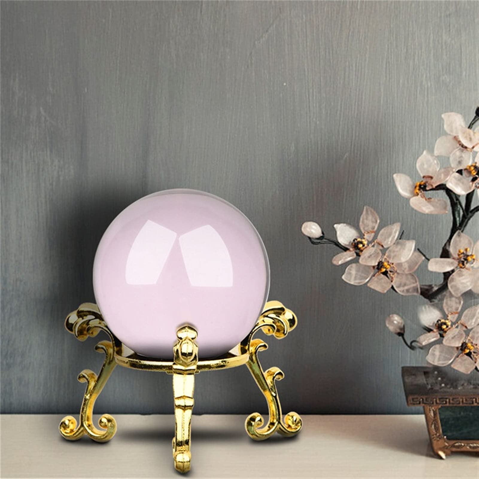 bola de cristal (en la magia occidental) Bola de cristal de 40 mm con placa de oro de oro Combinación de adornos caseros decorativos Decoración de la decoración de la fotografía de bodas bola de crist