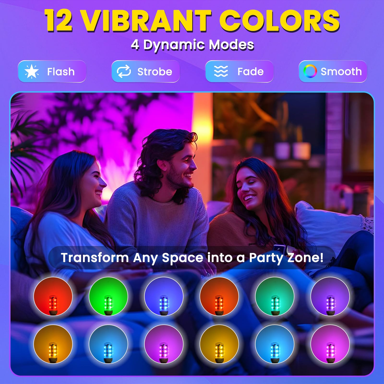 BrightWish 2-Pack 2W G9 LED Colour Changing Light Bulbs, Dimmable RGB & Warm White, 13 Colours, Remote Control - Image 2