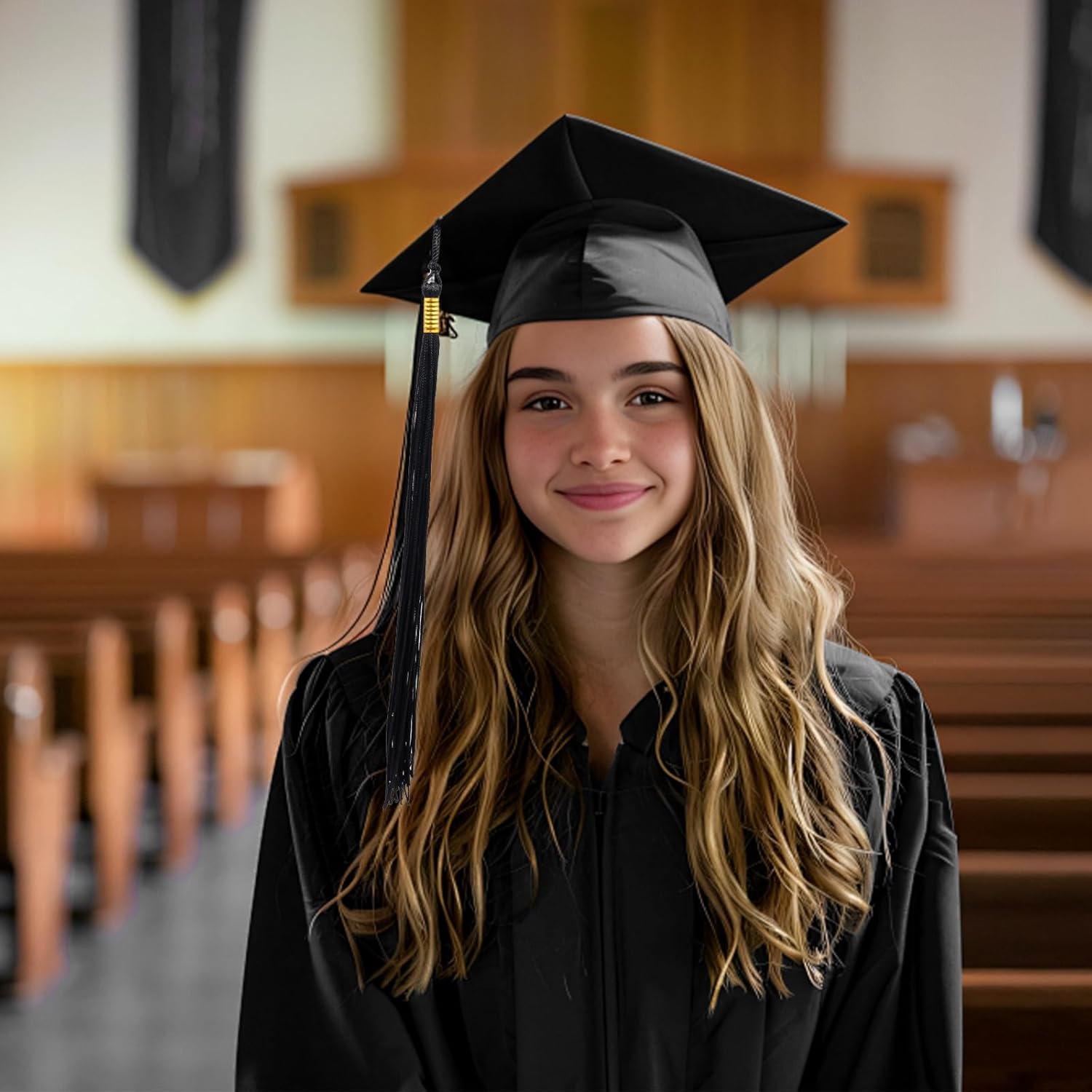 10 Pcs Matte Graduation Cap with Tassel, Unisex Adult Graduation Cap Adjustable Black Graduation Hat for High School College Bachelor Master - Image 5