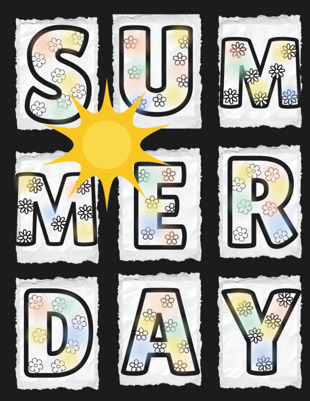 GRIDWORDS: Summer Day: A Bold Coloring & Activity Book Built on 9-Square Grids. / Summer Themes / 100 Pages / Large 8.5x11