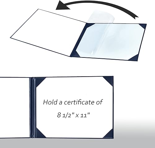 Miniatura 2 de Cubierta de diploma de 8.5 x 11 pulgadas para diploma, cubierta de certificado de graduación, cuero liso, azul marino