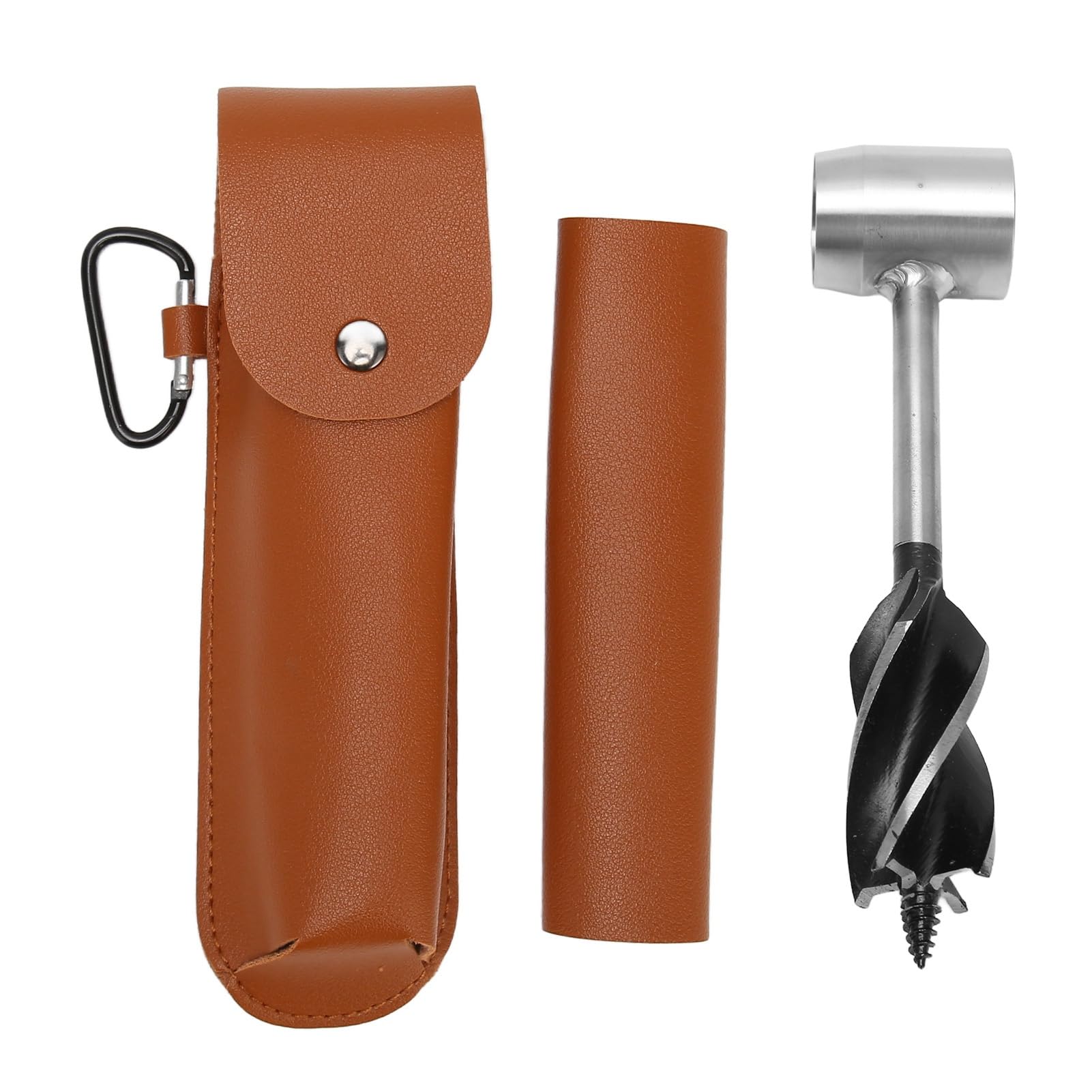 Trivella Manuale Multiuso Bushcraft Auger in Acciaio Al Carbonio Ad Alta Durezza con in Pelle PU per Campeggio