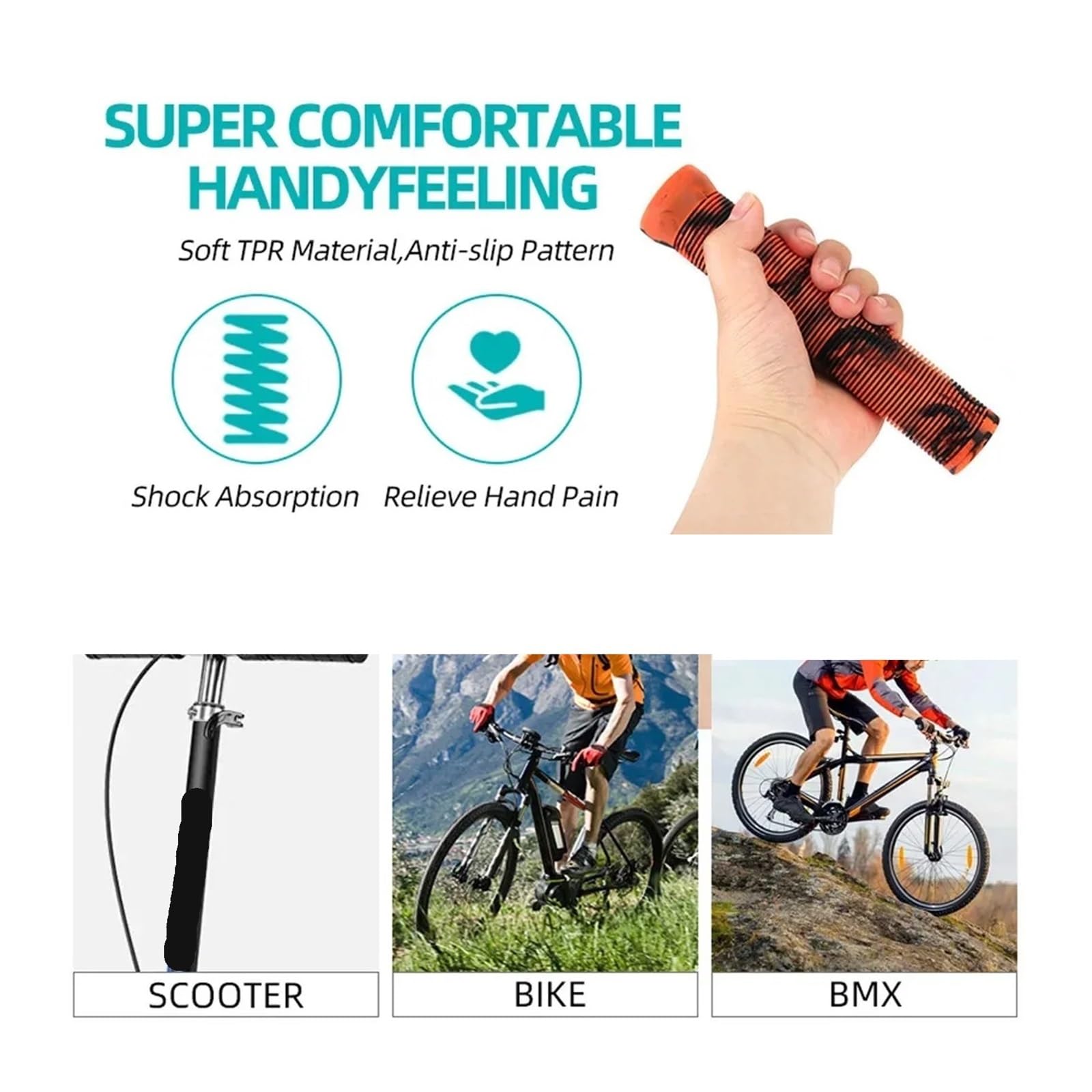 Fahrrad Handlauf Scooter-Griffe, Fahrradgriffe, rutschfeste Gummi-Lenkerabdeckung for 22,2 mm Lenker, Scooter-Griffe, BMX-Fahrradstangen Ergonomie Fahrrad Handlauf(Black White)
