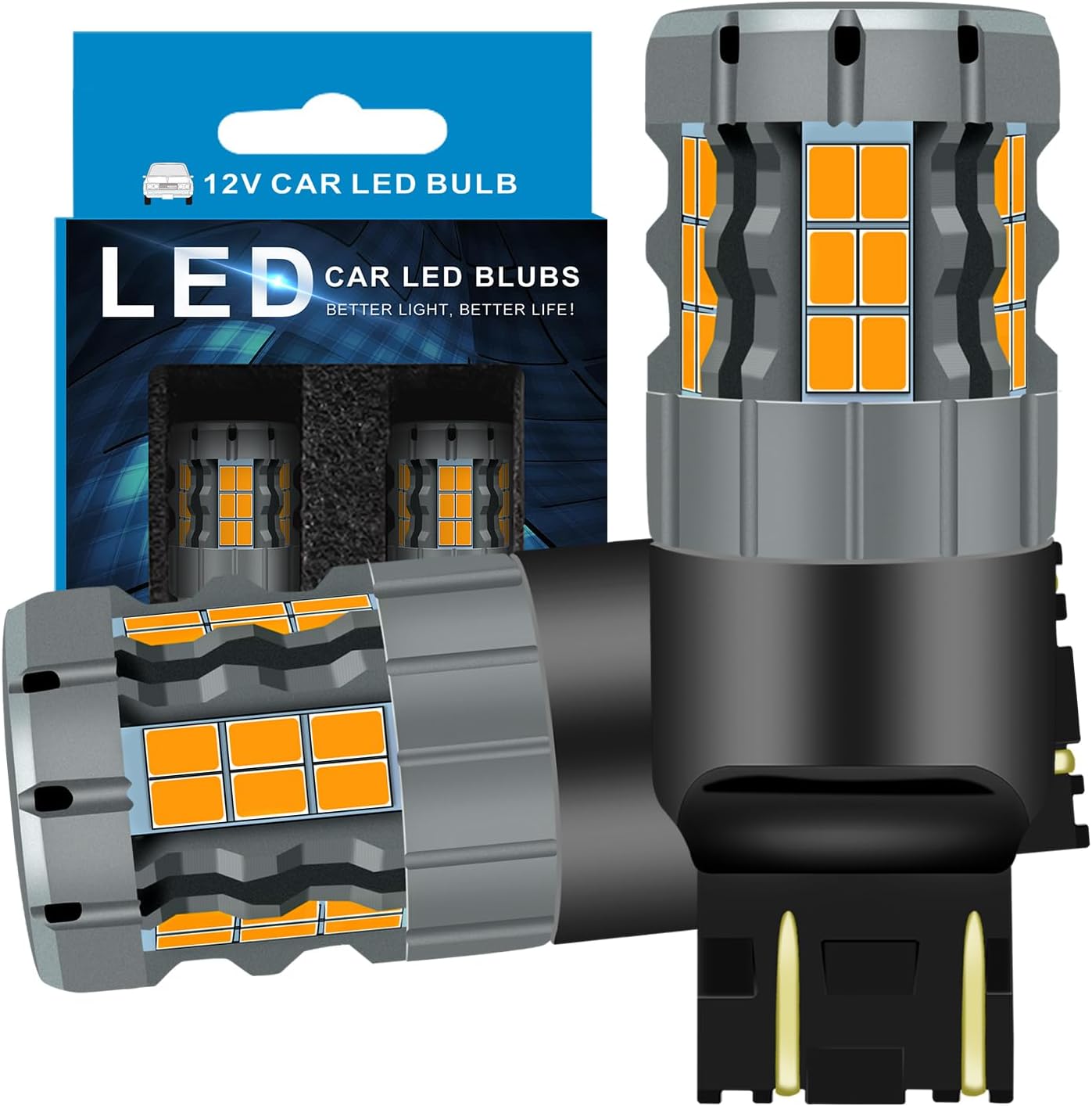 7443 LED Turn Signal Bulbs Compatible For Honda Pilot 2016-2018 (Front) & 2003-2015 (Rear),7444 Bulb, Amber Yellow, Plug and Play, Pack of 2