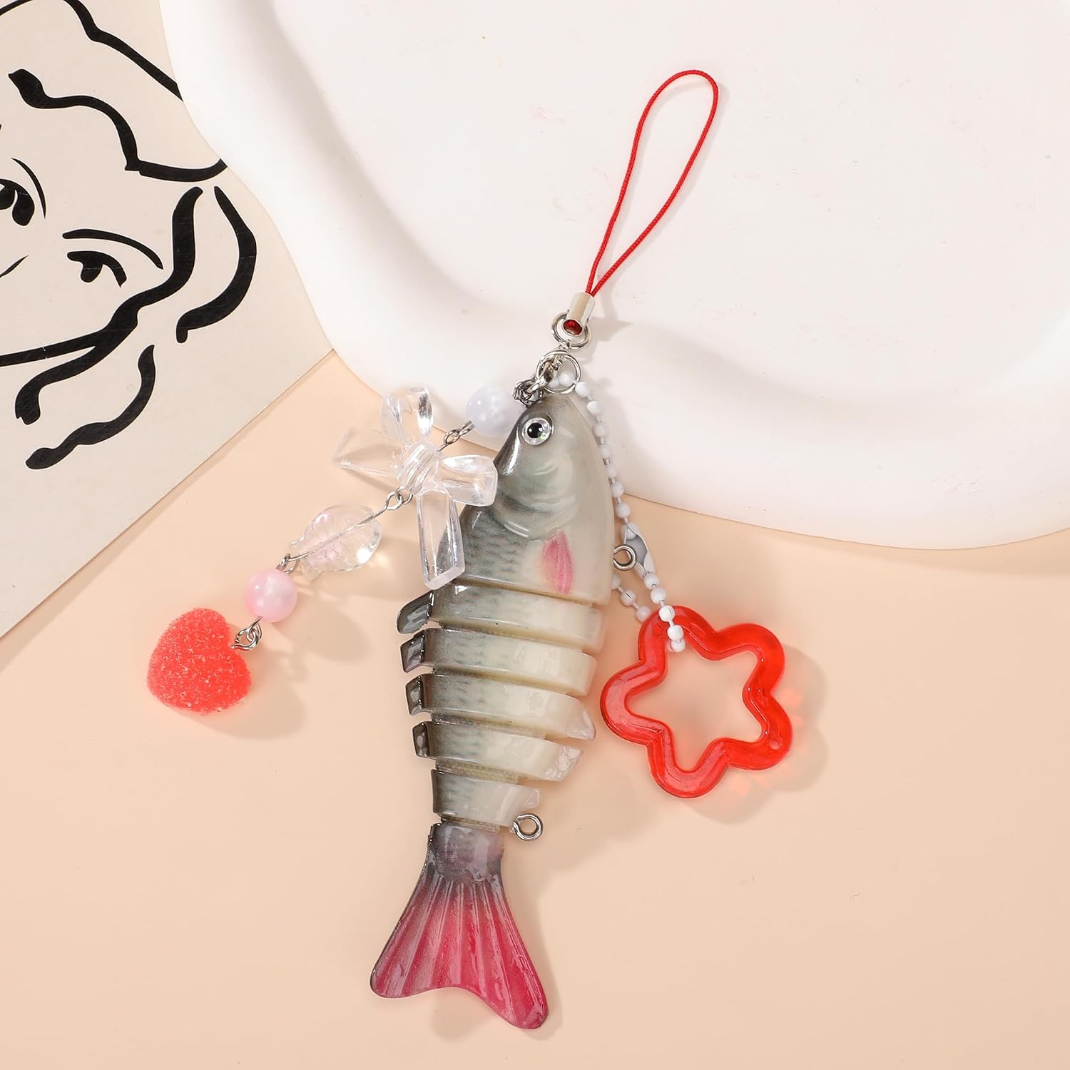 Fish Keychains Funny Fishing Keychains for Fisherman Cute Y2K Phone Charms Bag Charms Purse Accessories image 2