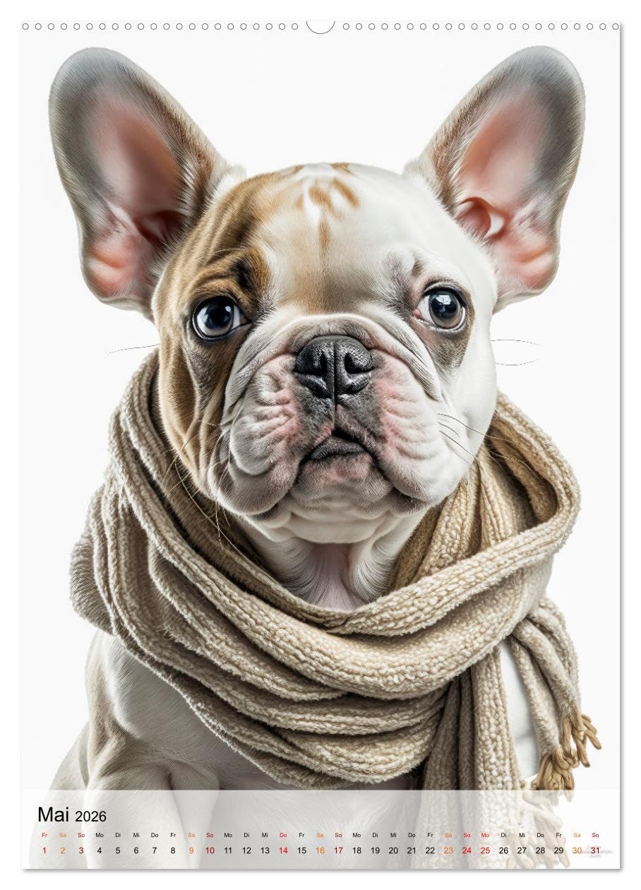 Französische Bulldogge - ein Hund für die Familie (Wandkalender 2026 DIN A2 hoch), CALVENDO Monatskalender: Die Französische Bulldogge - lebendig, unbeschwert, umgänglich (CALVENDO Tiere)