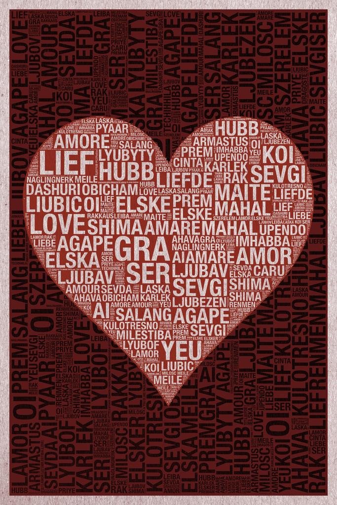 Words Love Dark Red Texture Cool Wall Decor Art Print Poster 16x24
