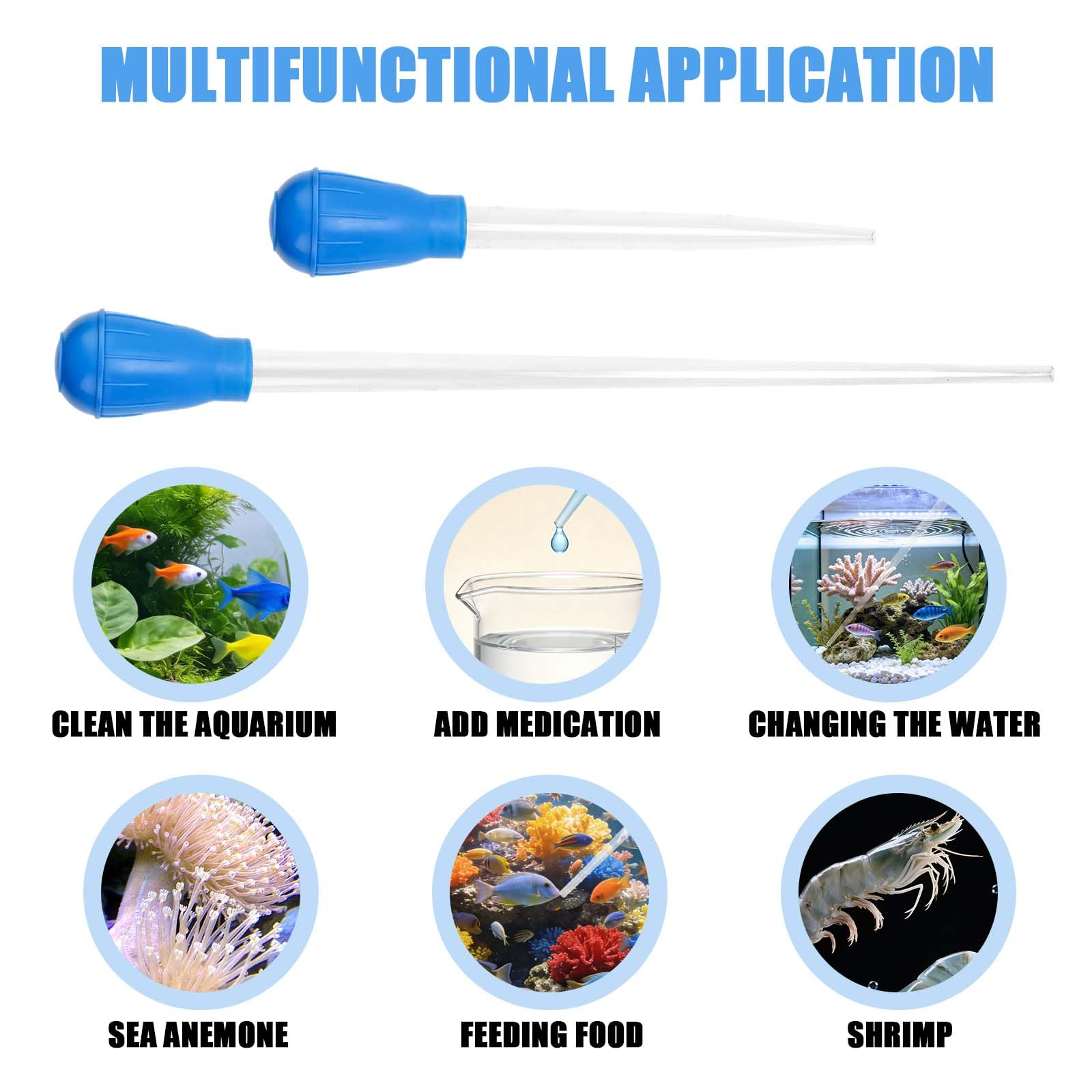 Pipette 2 Stück 30ml und 50ml, Pipette Groß mit Saugballon, Pipetten für Aquarium Wasserwechsel Mulmabsaugung Korallenfütterung