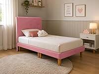 Cama Box Infantil com Cabeceira e Pés em Madeira Maciça Base Reforçada Confortável e Resistente para Crianças (Rosa)