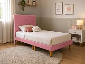 Cama Box Infantil com Cabeceira e Pés em Madeira Maciça Base Reforçada Confortável e Resistente para Crianças (Rosa)