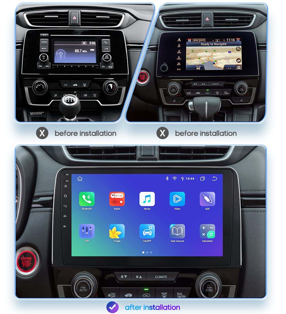 10.1 Inch HD Touchscreen Android 13 Stereo Car Radio for Honda CRV 2017-2021 Wireless Carplay | Android Auto 8-Core 4G+32G Weather Display WiFi GPS Navigation Bluetooth 5.0