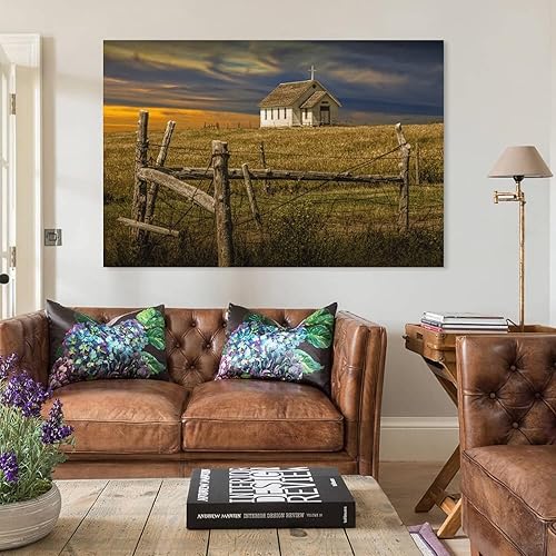 Miniatura 3 de Hermoso póster de la antigua iglesia del país, paisajes naturales, naturaleza muerta al atardecer en Dakota del Sur, pinturas artísticas de pared en