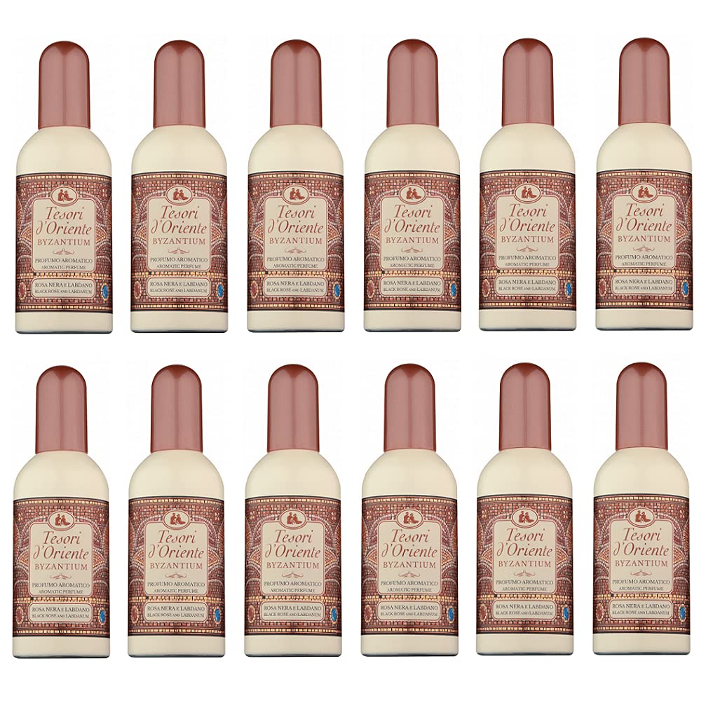 12x Tesori d'Oriente EDT Byzantium Rosa Nera e Labdano Parfüm Schwarze Rose und Labdanum 100ml Eau de Toilette