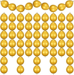 80 Pieces Needle Tail Balloons Latex Link Balloons Linking Needle Tail Balloons for Birthday Party Wedding Anniversary Graduation Arch Party Decorations (Gold,10 Inches)