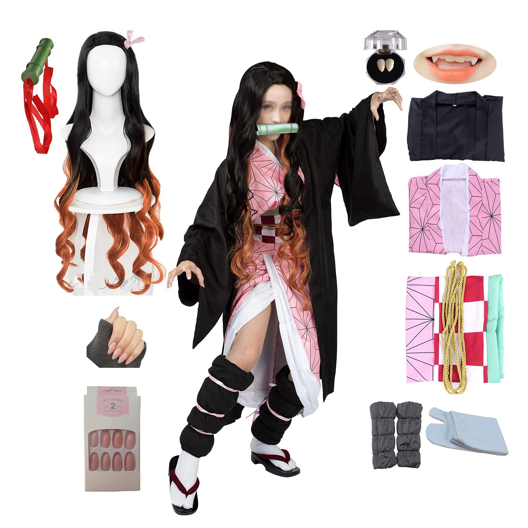 Cosplay anime giapponese: kamado, costume da kimono nezuko, costume da kimono per adulti e cosplay