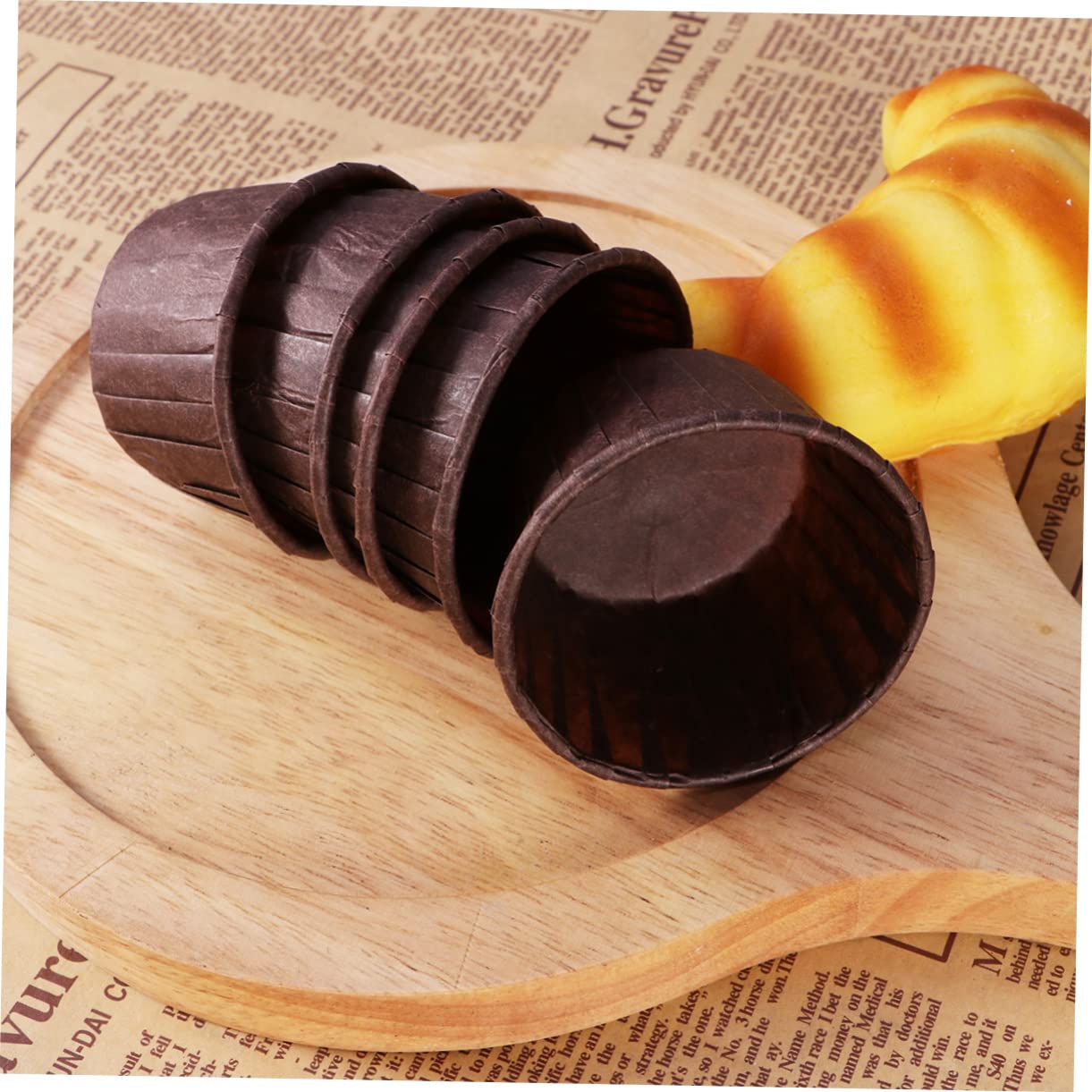PRETYZOOM 200piezas Copa Para Hornear Muffins De Papel Resistente Grasas Para Pasteles y Postres Color Chocolate Accesorio De Repostería Para Fiestas y Hogar