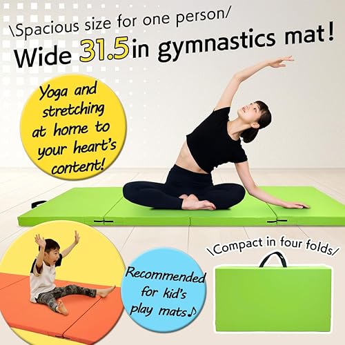 Vista 19 de Alfombrilla de gimnasia plegable de 71"x31"x2" para estiramiento, entrenamiento muscular, para niños, barra horizontal de juego, alfombrilla