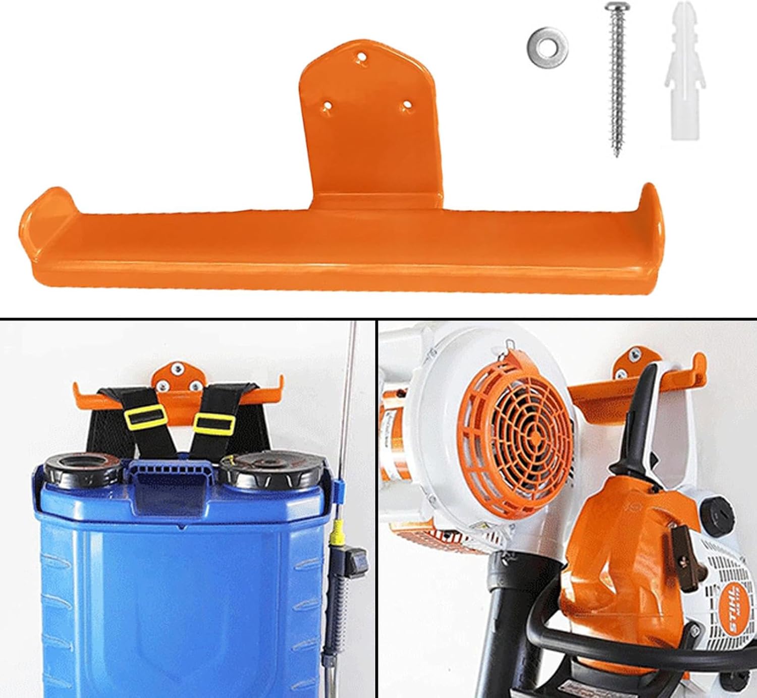 Backpack Sprayer Wall Mount Rack Hanger Stainless Steel Leaf Blower Hanger for Garage Wall, Tool Garage Organizer and Storage, Backpack Storage