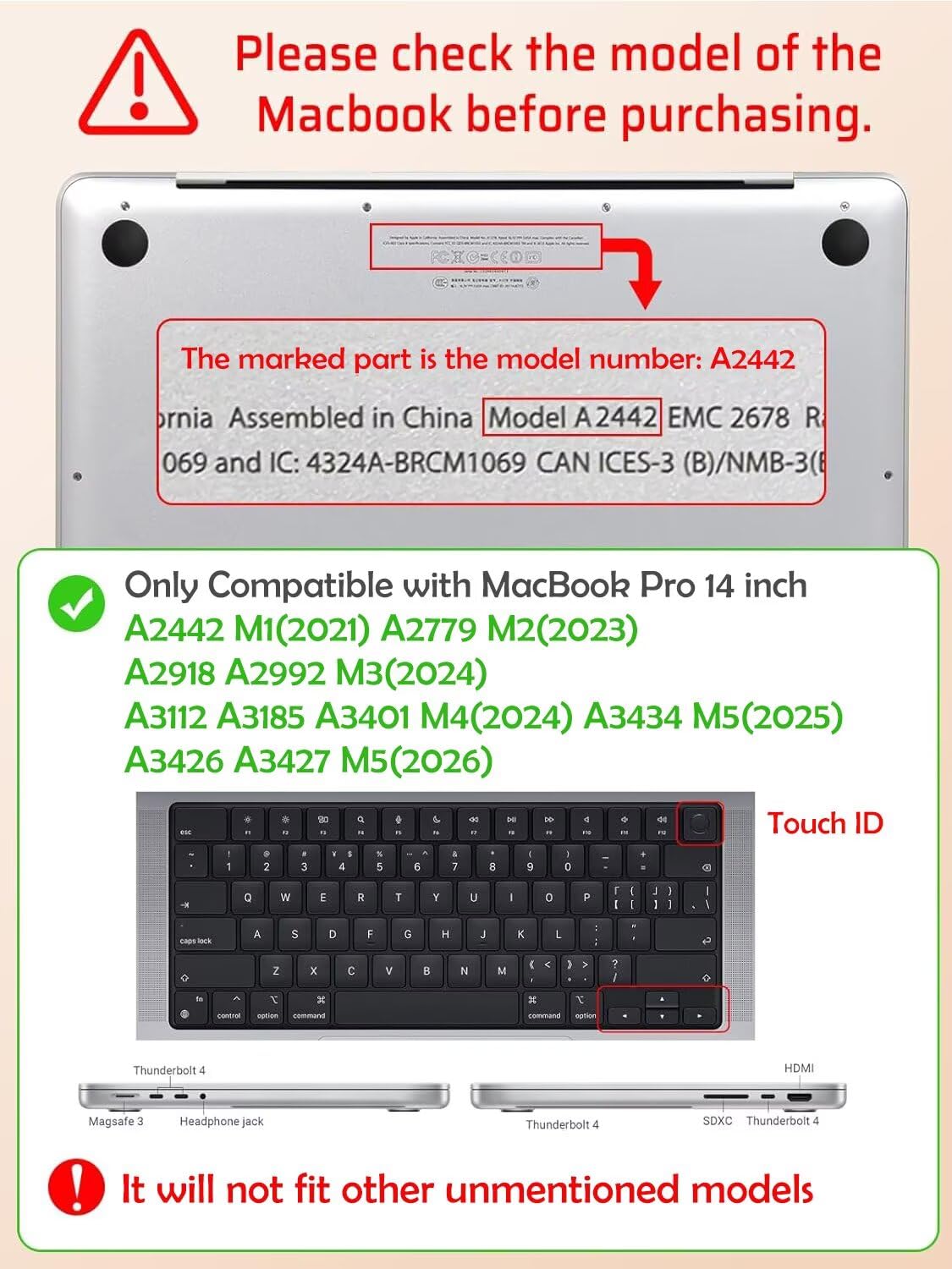 MOKASE Funda Fit for MacBook Pro 14 Pulgadas 2026-2021 M5 A3426 A3427 A3434 M4 A3112 A3185 A3401 M3 A2918 A2992 M2 A2779 M1 A2442, Caso Delgada de Plástico Duro y Cubierta de Teclado, White Gold