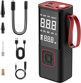 DRAVYONEY car air pump with digital display Cordless Tyre Inflator - 6000 mAh Battery - Dual Mode (Battery & 12V Car Por... Price In India