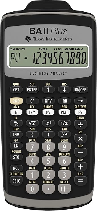 Texas Instruments IIBAPL/TBL/1L1 BA II Plus Financial Calculator, Black, small