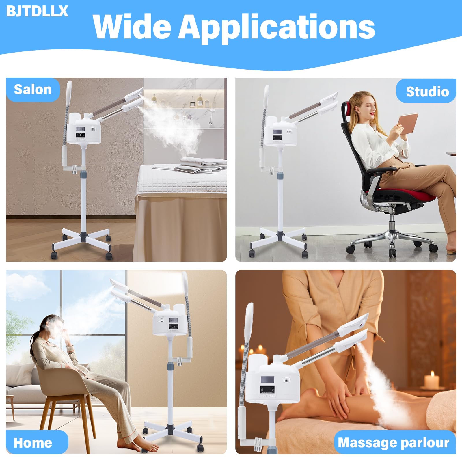 Gesichtsdampfer Bedampfer Kosmetik Facial Steamer Professionell 2 in 1 Vapozon Dampfgerät für Gesicht Heißer und Kalter Gesichtssauna Spa Dampfgerät mit LED Leuchte und Lupen