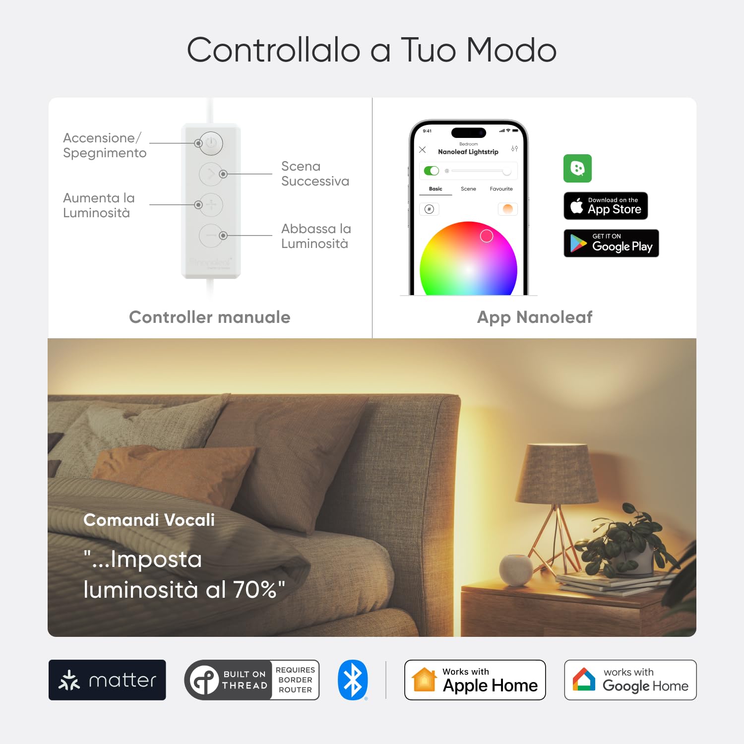 Striscia LED Neon RGB 5M, Wi-Fi Compatibile Con Matter, Alexa E Google Assistant