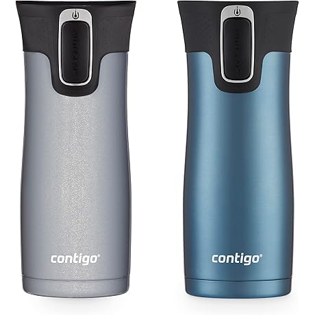 AUTOSEAL West Loop Vacuum-Insulated Stainless Steel Travel Mugs with Easy-Clean Lid (16...